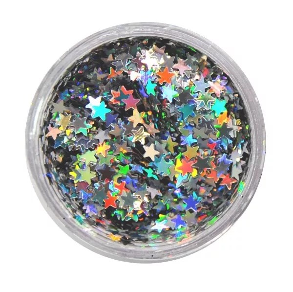 Icon Nail Art Glitter Dust Silvers Cosmic Stars - 12g