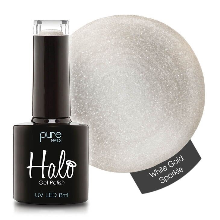 Halo Gel Polish UV LED 8ml - White Gold Sparkle