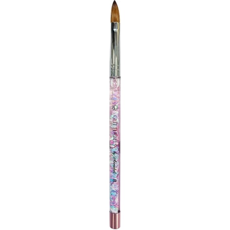 Pinched Pastel Glitter Acrylic Brush Size 8