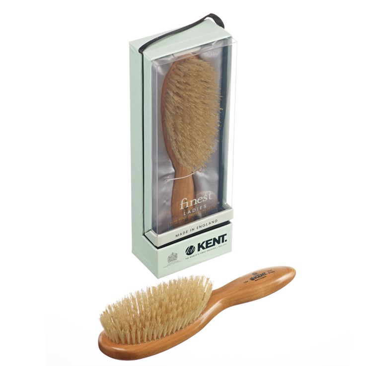 Kent Ladies Oval White Bristle Cherrywood Hair Brush