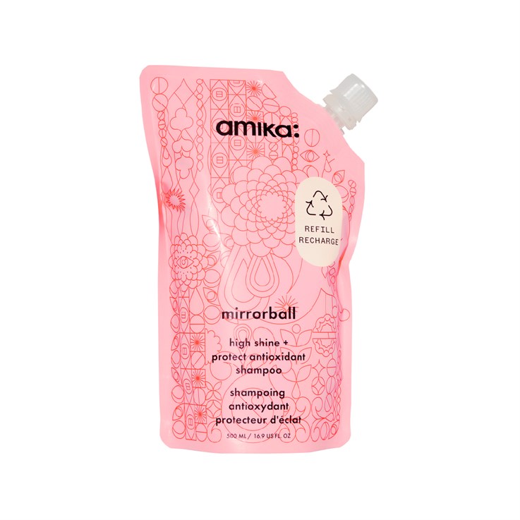 amika mirrorball shine & protect shampoo pouch - 500ml