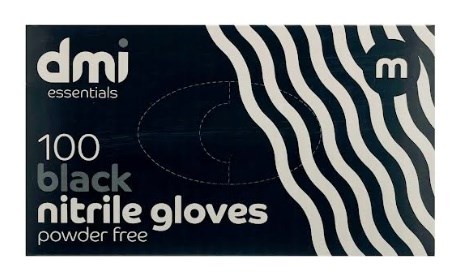 DMI Black Nitrile Gloves Powder Free Medium