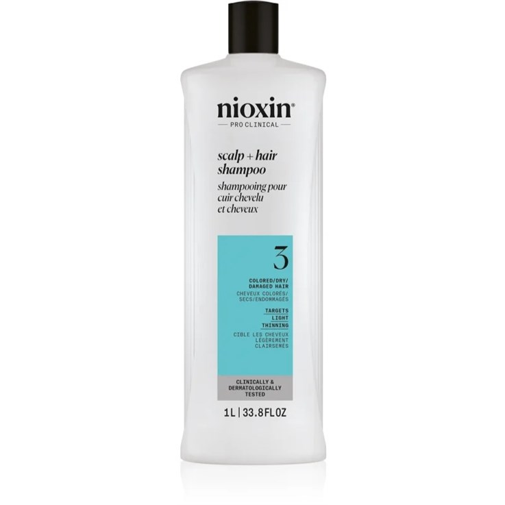 Nioxin Scalp + Hair Thickening System 3 Shampoo for Coloured Dry Hair 1L