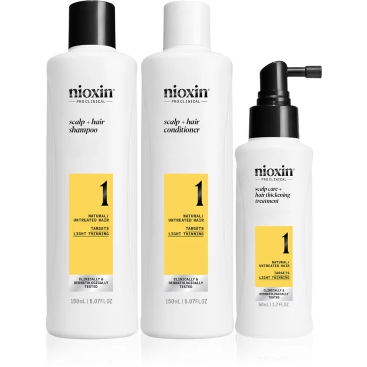 Nioxin Scalp + Hair Thickening System 1 for Natural Hair with Light Thinning Kit