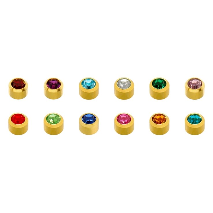 Caflon Mini Assorted Gold Plated Birthstone Studs 