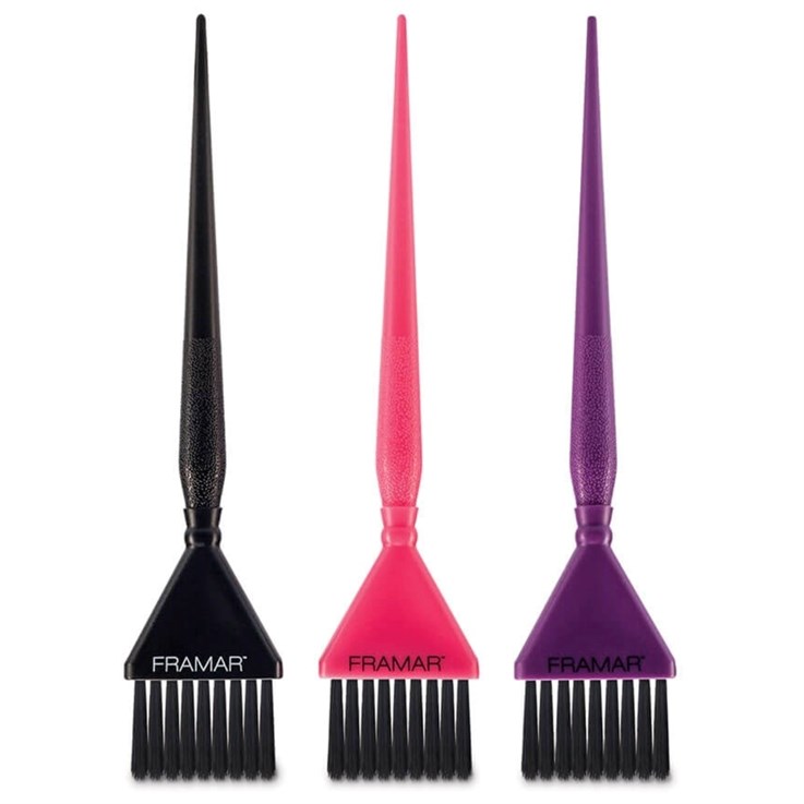 Framar Triple Threat Hair Colour Tint Brush Set - 3 Pack