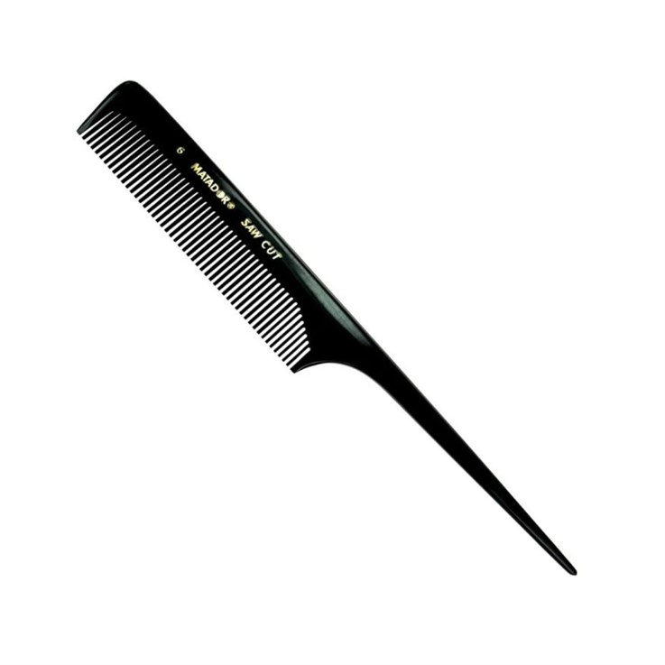 Matador No.6 Saw Cut Tail Comb - Black